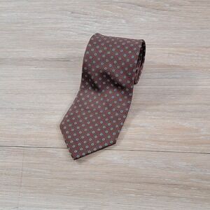 Chaps Ralph Lauren Silk Tie Brown Blue Polka Dot Men's Necktie